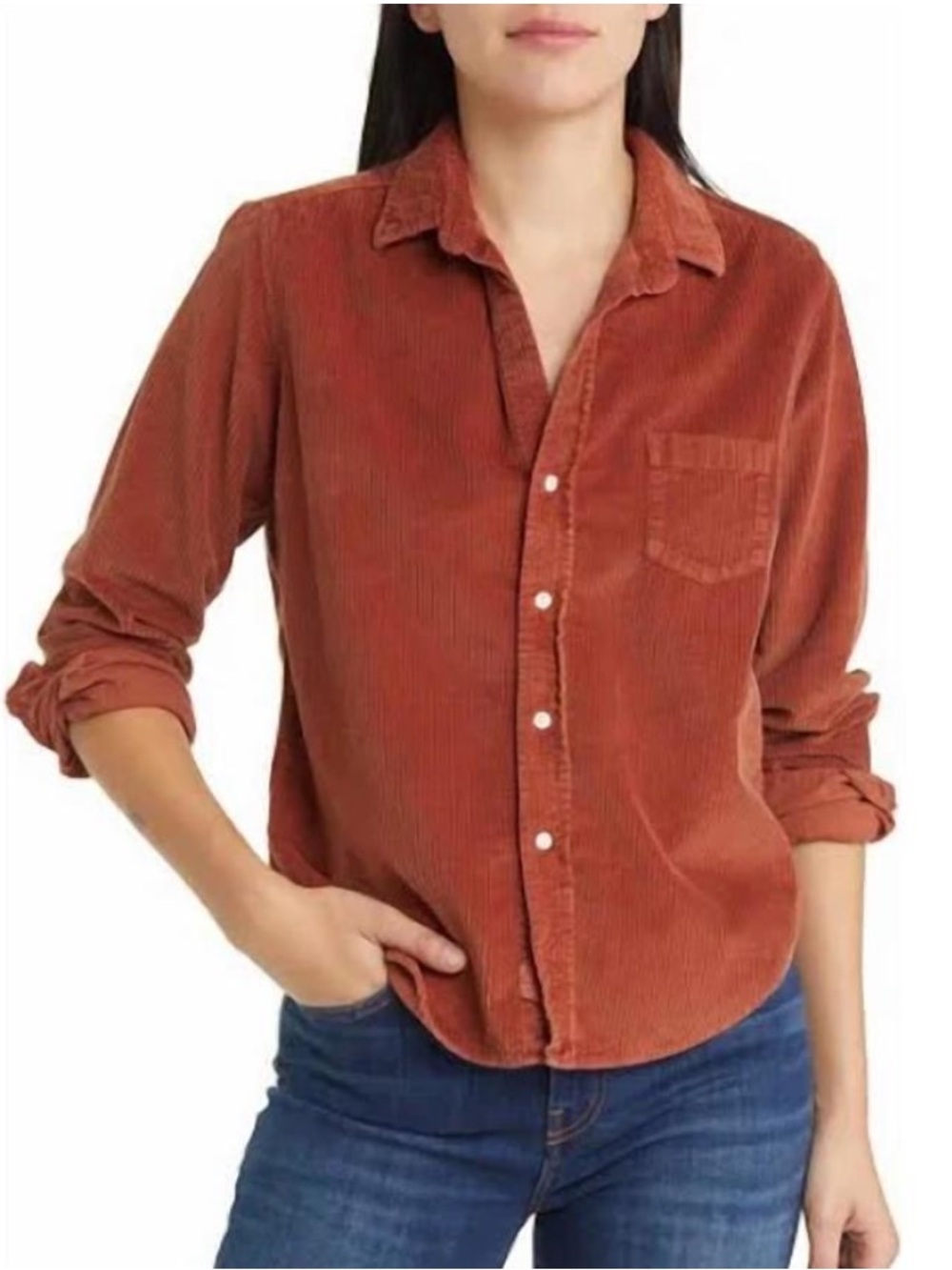 Frank & Eileen The Barry Corduroy Button-Up Shirt Size XL Rust